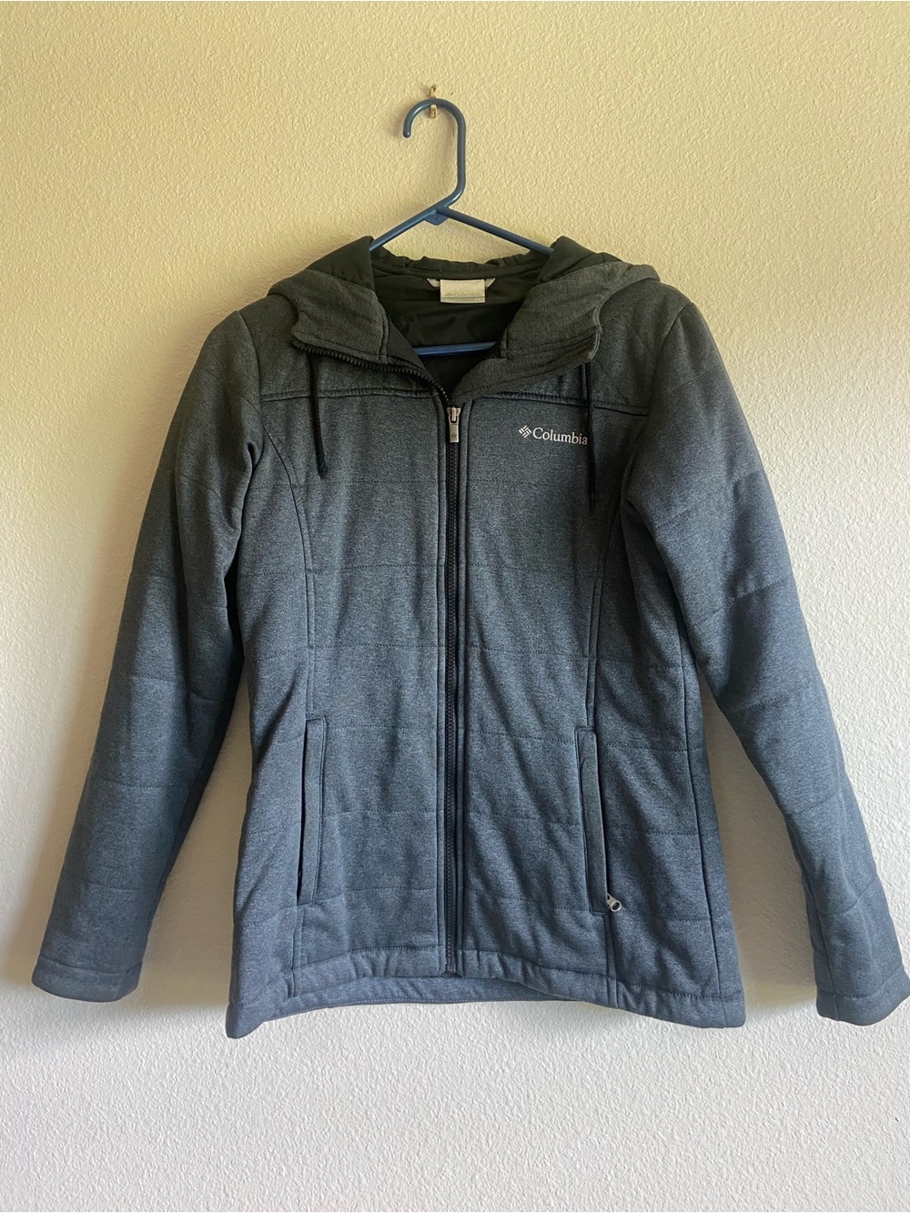 Columbia Gray Hooded Full-Zip Jacket with Logo
